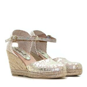 Helene Rouge NURIA SUEDE SANDAL WITH BEIGE POLKA DOTS AND CORDS